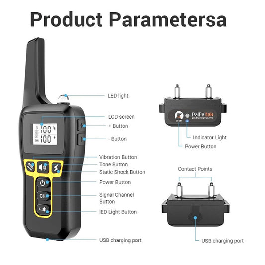 1000M Waterproof Dog Training Collar – Rechargeable Shock Collar with Remote & Auto Bark Control